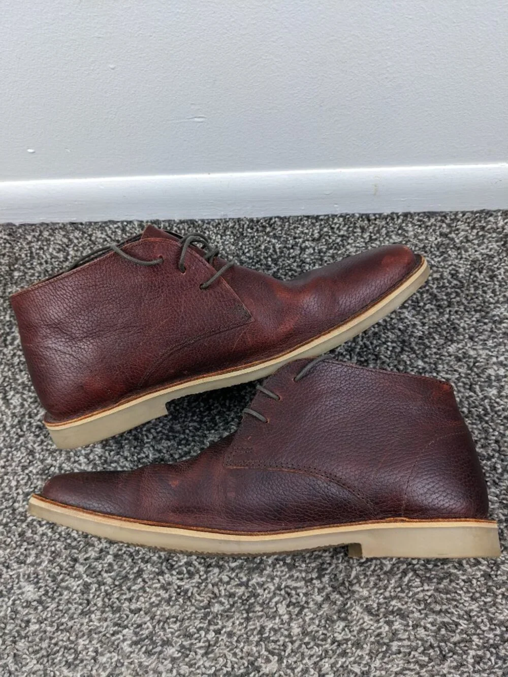 Crevo Chukka Boots Hiller Shoes Brown Pebbled Leather Mens Size 10.5